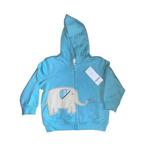 NWT Gymboree Full Zip Mint Green Elephant Sweatshirt Hoodie Size 18-24 Month